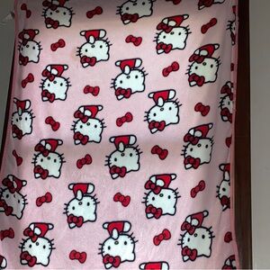 (Plushie included) Hello Kitty Pink and White Blanket with Cute Matching Plushie